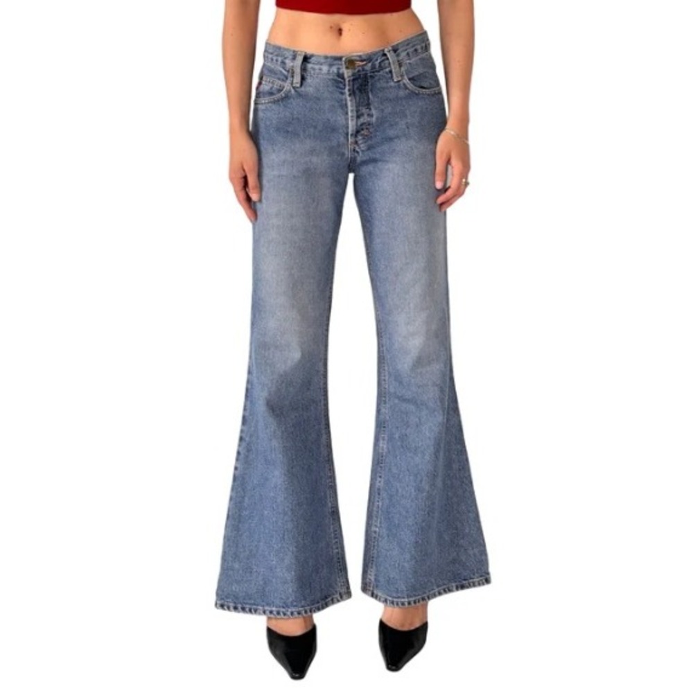 Mudd Jeans Flare Bell Bottom Women Size 3 Medium Blue Vintage Y2K Retro Denim